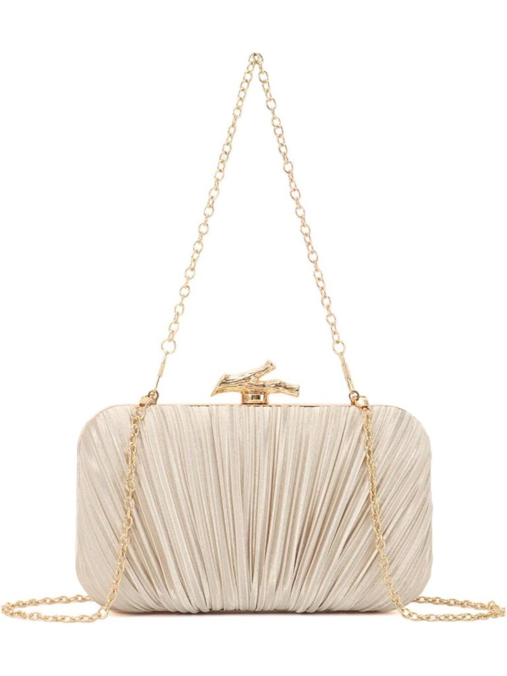 Women's Gold Clutch Purses With Chain Wedding Party Buckle Evening Handbag - Picture 6 of 7